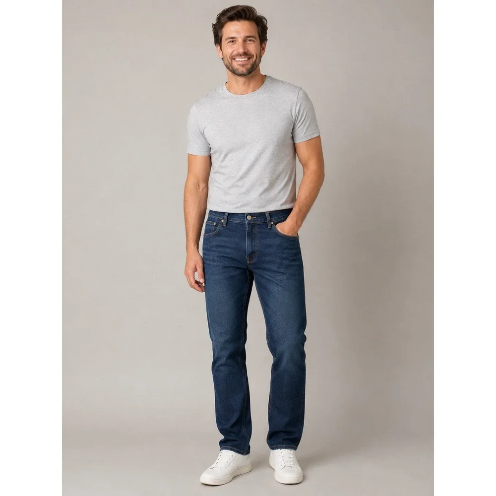 Levi's Jeans Men 34x32 Blue 505 Regular Fit Straight Leg Medium Wash Denim Pants